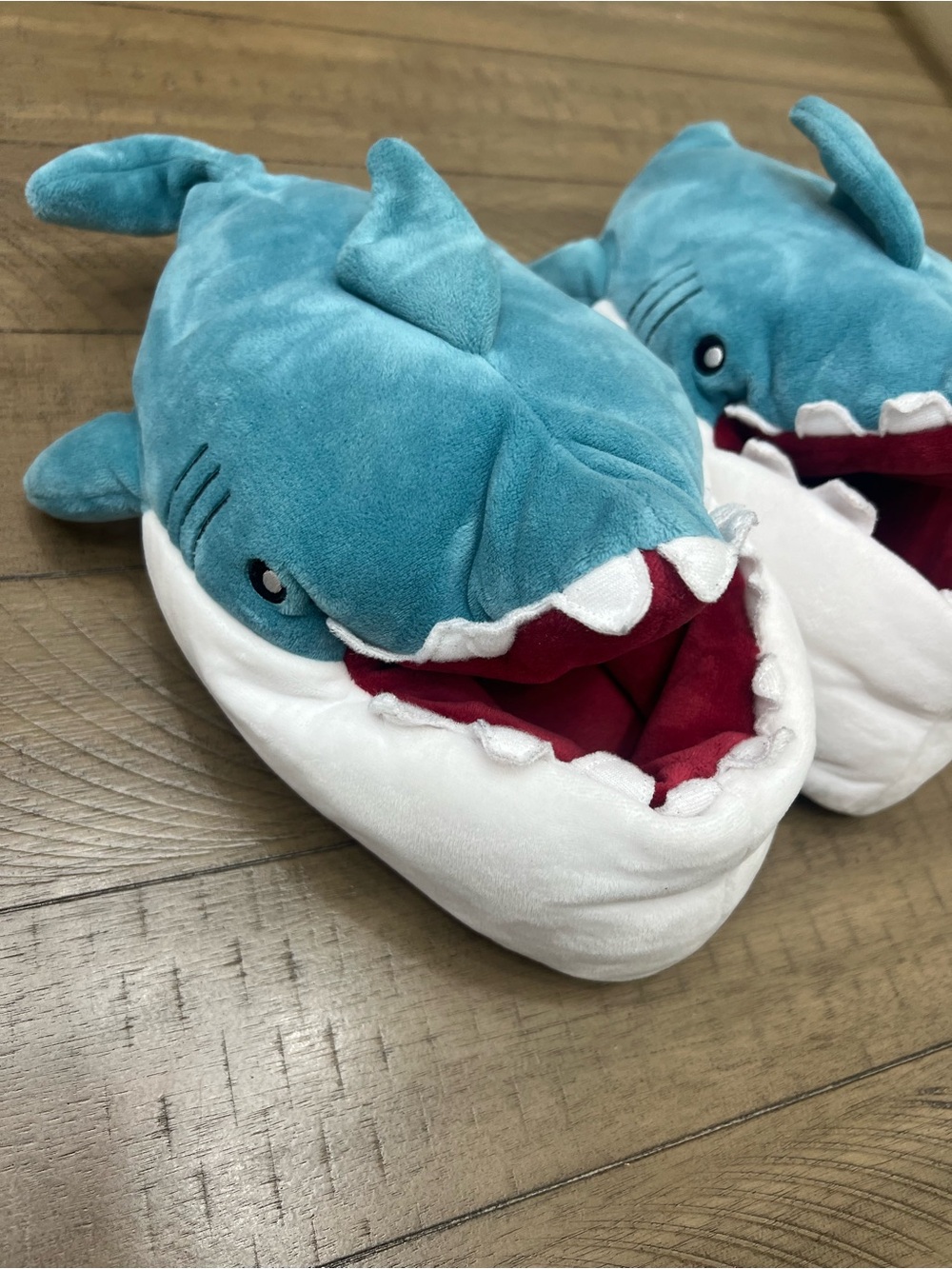 Plush Shark Slippers for Kids - Blue & White